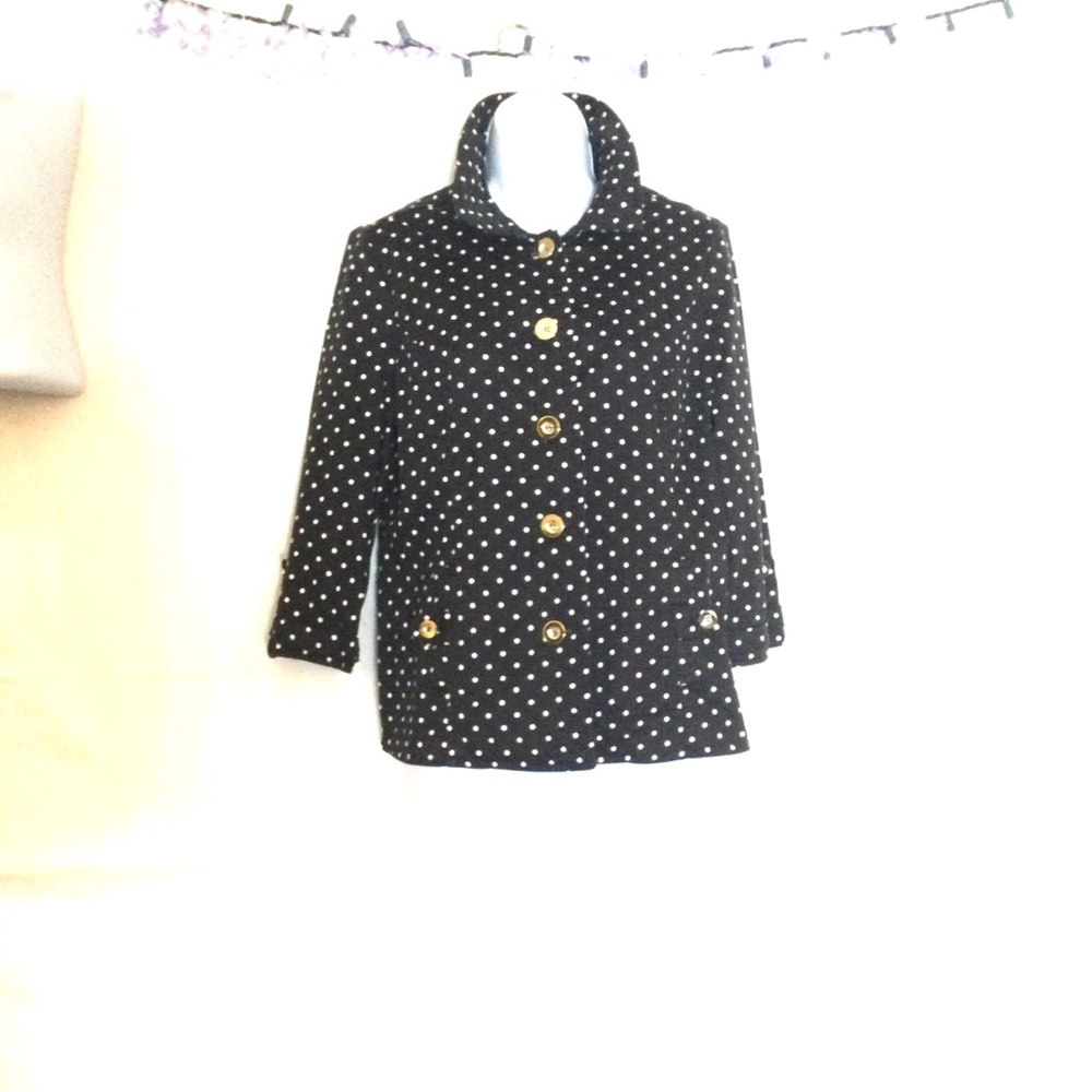 Attyre New York Womens blazer Black and White Polka Dot .